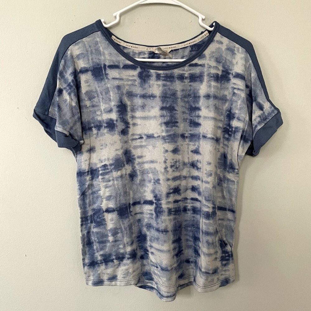 Lucky Brand blue white short sleeved summer shirt‎ casual lightweight size L